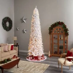 11ft. Pre-Lit Slim White Artificial Christmas Tree, Warm White LED Lights 22 11ft. Pre-Lit Slim White Artificial Christmas Tree, Warm White LED Lights -Michaels X-Mas Decor D478913S 9