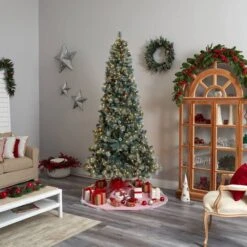 9ft. Pre-Lit Frosted British Columbia Mountain Pine Artificial Christmas Tree, Clear Lights -Michaels X-Mas Decor D478951S 9