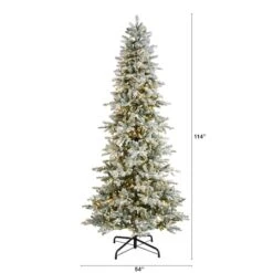 9.5ft. Pre-Lit Slim Flocked Nova Scotia Spruce Artificial Christmas Tree, White LED Lights -Michaels X-Mas Decor D478954S 2