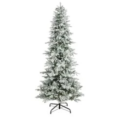 9.5ft. Pre-Lit Slim Flocked Nova Scotia Spruce Artificial Christmas Tree, White LED Lights -Michaels X-Mas Decor D478954S 3