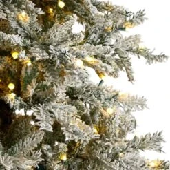 9.5ft. Pre-Lit Slim Flocked Nova Scotia Spruce Artificial Christmas Tree, White LED Lights -Michaels X-Mas Decor D478954S 4