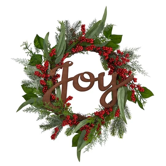 24" Red Joy & Berries Christmas Wreath 4 24" Red Joy & Berries Christmas Wreath - Image 2