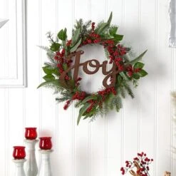 24" Red Joy & Berries Christmas Wreath 10 24" Red Joy & Berries Christmas Wreath -Michaels X-Mas Decor D478979S 3