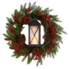28" Berries & Pine Christmas Wreath With Lantern & Included LED Candle -Michaels X-Mas Decor D478984S 1