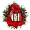 28" Poinsettia & Berry Holiday Lantern Christmas Wreath With LED Candle -Michaels X-Mas Decor D478985S 1