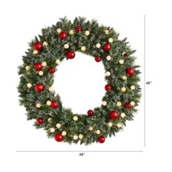 4ft. Oversized Pre-Lit Frosted Holiday Christmas Wreath With Ornaments -Michaels X-Mas Decor D478987S 2