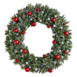 4ft. Oversized Pre-Lit Frosted Holiday Christmas Wreath With Ornaments -Michaels X-Mas Decor D478987S 3