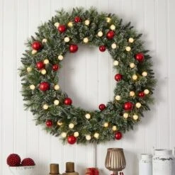 4ft. Oversized Pre-Lit Frosted Holiday Christmas Wreath With Ornaments -Michaels X-Mas Decor D478987S 4