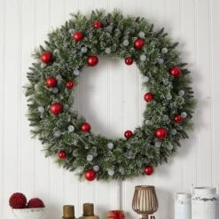 4ft. Oversized Pre-Lit Frosted Holiday Christmas Wreath With Ornaments -Michaels X-Mas Decor D478987S 5