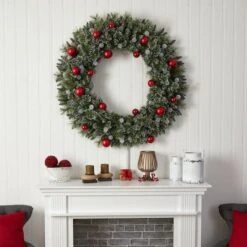 4ft. Oversized Pre-Lit Frosted Holiday Christmas Wreath With Ornaments -Michaels X-Mas Decor D478987S 7