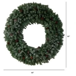 5ft. Clear LED Lights Flocked Artificial Christmas Wreath With Pinecones -Michaels X-Mas Decor D478991S 2