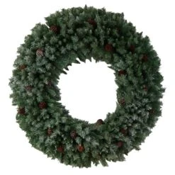 5ft. Clear LED Lights Flocked Artificial Christmas Wreath With Pinecones -Michaels X-Mas Decor D478991S 3