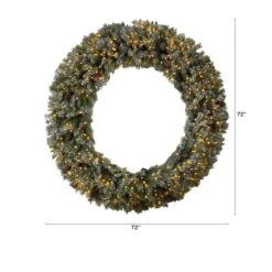 6ft. Clear LED Lights Flocked Christmas Artificial Wreath With Pinecones -Michaels X-Mas Decor D478992S 2