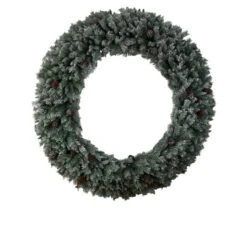 6ft. Clear LED Lights Flocked Christmas Artificial Wreath With Pinecones -Michaels X-Mas Decor D478992S 3