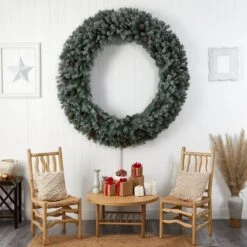 6ft. Clear LED Lights Flocked Christmas Artificial Wreath With Pinecones -Michaels X-Mas Decor D478992S 7