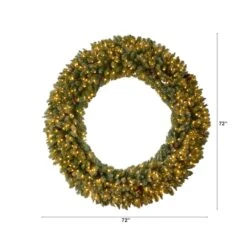 6ft. Clear LED Lights Flocked Artificial Christmas Wreath With Pinecones -Michaels X-Mas Decor D478996S 2