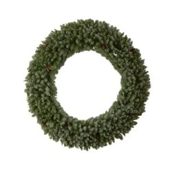 6ft. Clear LED Lights Flocked Artificial Christmas Wreath With Pinecones -Michaels X-Mas Decor D478996S 3