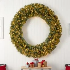 6ft. Clear LED Lights Flocked Artificial Christmas Wreath With Pinecones -Michaels X-Mas Decor D478996S 4