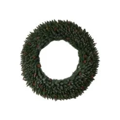 5ft. Clear LED Lights Flocked Artificial Christmas Wreath With Pinecones & Berries -Michaels X-Mas Decor D478997S 3