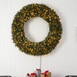 5ft. Clear LED Lights Flocked Artificial Christmas Wreath With Pinecones & Berries -Michaels X-Mas Decor D478997S 4