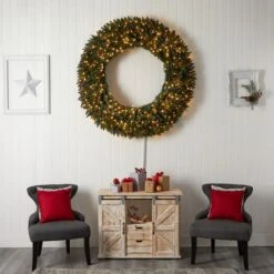 5ft. Clear LED Lights Flocked Artificial Christmas Wreath With Pinecones & Berries -Michaels X-Mas Decor D478997S 6