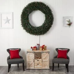5ft. Clear LED Lights Flocked Artificial Christmas Wreath With Pinecones & Berries -Michaels X-Mas Decor D478997S 7