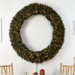 6ft. Clear LED Lights Flocked Artificial Christmas Wreath With Pinecones & Berries -Michaels X-Mas Decor D478998S 4