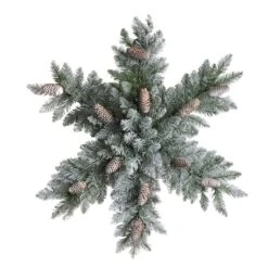 30" Pre-Lit Flocked Snowflake Artificial Dunhill Fir Wreath With Pinecones -Michaels X-Mas Decor D478999S 3
