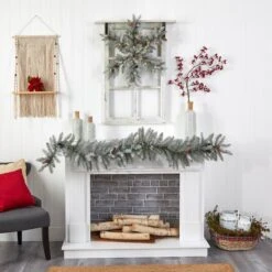 30" Pre-Lit Flocked Snowflake Artificial Dunhill Fir Wreath With Pinecones -Michaels X-Mas Decor D478999S 6