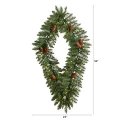3ft. White LED Lights Holiday Geometric Christmas Diamond Wreath With Pinecones -Michaels X-Mas Decor D479002S 2