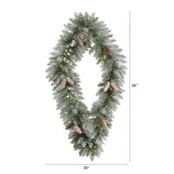 3ft. White LED Lights Geometric Diamond Christmas Frosted Wreath With Pinecones -Michaels X-Mas Decor D479003S 2