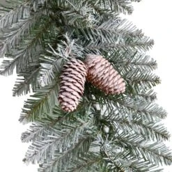 3ft. White LED Lights Geometric Diamond Christmas Frosted Wreath With Pinecones -Michaels X-Mas Decor D479003S 5