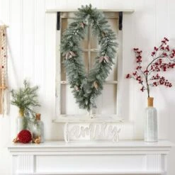 3ft. White LED Lights Geometric Diamond Christmas Frosted Wreath With Pinecones -Michaels X-Mas Decor D479003S 7