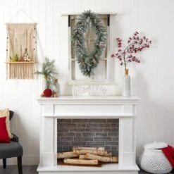 3ft. White LED Lights Geometric Diamond Christmas Frosted Wreath With Pinecones -Michaels X-Mas Decor D479003S 9