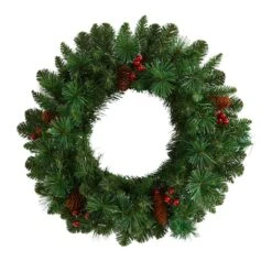 20" White LED Lights Frosted Pine Artificial Christmas Wreath With Pinecones & Berries 11 20" White LED Lights Frosted Pine Artificial Christmas Wreath With Pinecones & Berries -Michaels X-Mas Decor D479007S 3