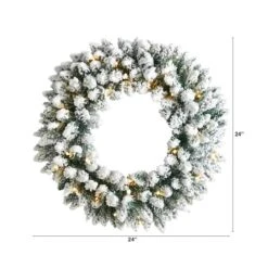 24" White LED Lights Flocked Artificial Christmas Wreath -Michaels X-Mas Decor D479008S 2