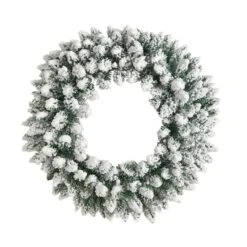 24" White LED Lights Flocked Artificial Christmas Wreath -Michaels X-Mas Decor D479008S 3