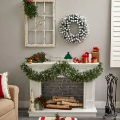 24" White LED Lights Flocked Artificial Christmas Wreath -Michaels X-Mas Decor D479008S 7