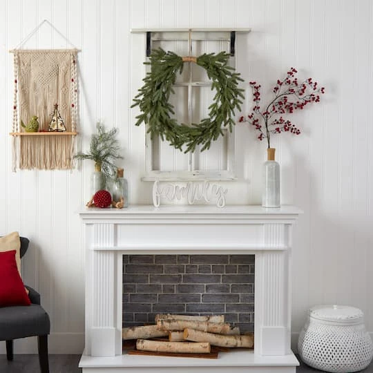 24" Pre-Lit Holiday Christmas Cascading Pine Wreath 10 24" Pre-Lit Holiday Christmas Cascading Pine Wreath - Image 8