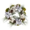 24" Silver Poinsettia, Hydrangea & Pinecones Artificial Christmas Wreath 1 24" Silver Poinsettia, Hydrangea & Pinecones Artificial Christmas Wreath -Michaels X-Mas Decor D479013S 1