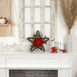 16" Holiday Christmas Poinsettia Star Twig Wreath 11 16" Holiday Christmas Poinsettia Star Twig Wreath -Michaels X-Mas Decor D479014S 4