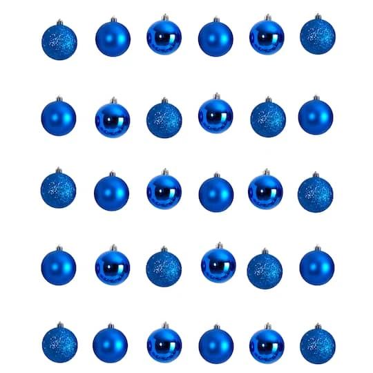 30ct. 2.5" Blue Shatterproof Christmas Ornaments 4 30ct. 2.5" Blue Shatterproof Christmas Ornaments - Image 2