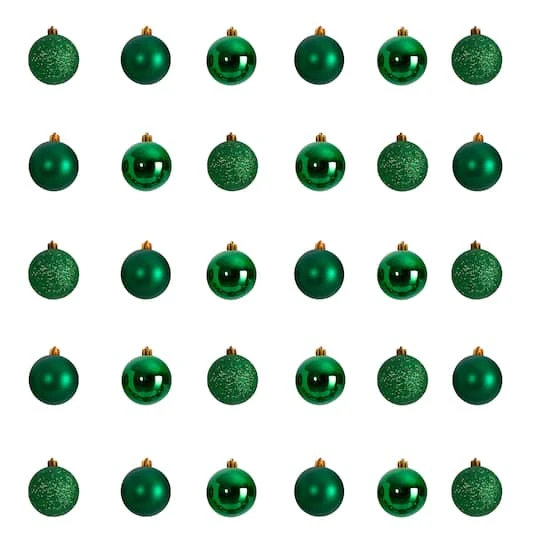 30ct. 2.5" Green Shatterproof Christmas Ornaments 3 30ct. 2.5" Green Shatterproof Christmas Ornaments