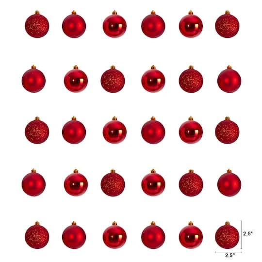 30ct. 2.5" Red Shatterproof Christmas Ornaments 5 30ct. 2.5" Red Shatterproof Christmas Ornaments - Image 3