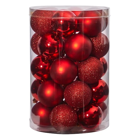 30ct. 2.5" Red Shatterproof Christmas Ornaments 6 30ct. 2.5" Red Shatterproof Christmas Ornaments - Image 4