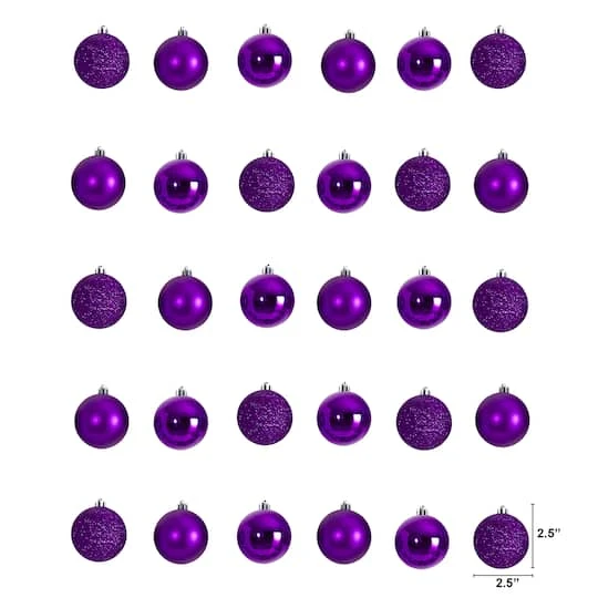 30ct. 2.5" Purple Shatterproof Christmas Ornaments 5 30ct. 2.5" Purple Shatterproof Christmas Ornaments - Image 3