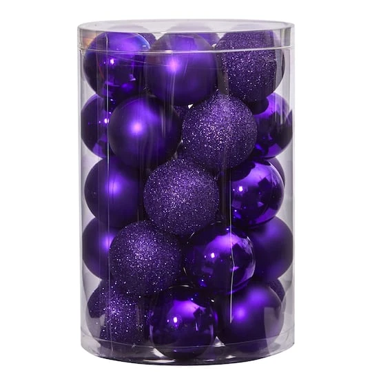 30ct. 2.5" Purple Shatterproof Christmas Ornaments 6 30ct. 2.5" Purple Shatterproof Christmas Ornaments - Image 4