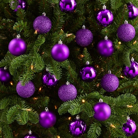 30ct. 2.5" Purple Shatterproof Christmas Ornaments 7 30ct. 2.5" Purple Shatterproof Christmas Ornaments - Image 5
