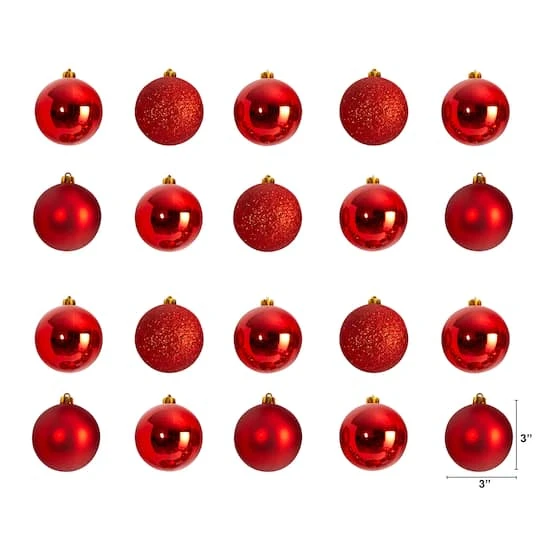 20ct. 3" Red Shatterproof Christmas Ornaments 5 20ct. 3" Red Shatterproof Christmas Ornaments - Image 3
