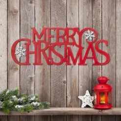 Glitzhome® 24" Red Merry Christmas Metal Wall Décor -Michaels X-Mas Decor D479420S 2